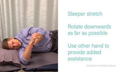 Sleeper stretch for shoulder internal rotation stiffness